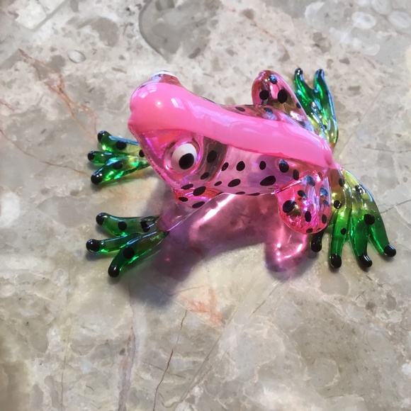 Pink/Green Frog Glass Fiqurine - Picture 4 of 10